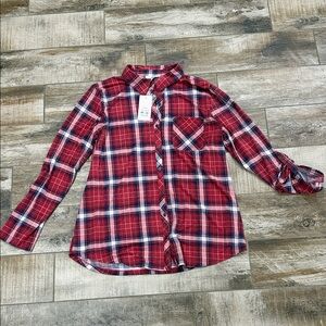 Como Vintage Red Plaid Button Down Shirt